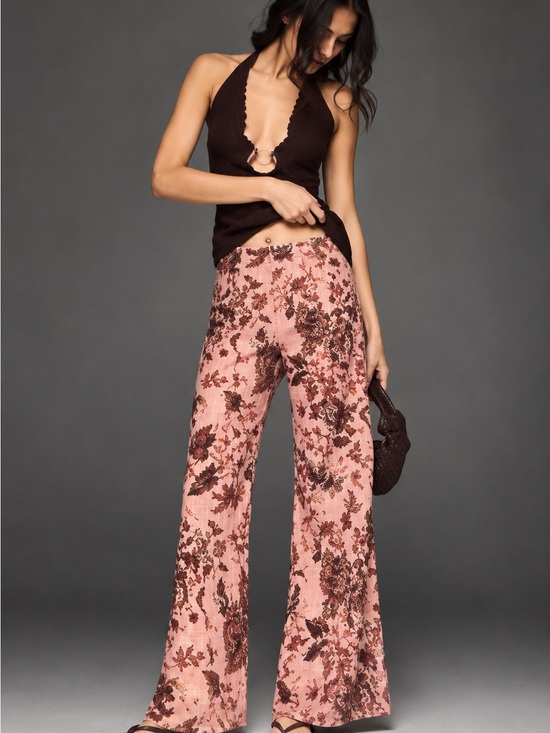Pilcro Pants - New with Tag! Anthropologie Pilcro Floral Wide-Leg Pink Flare Pants sz 30